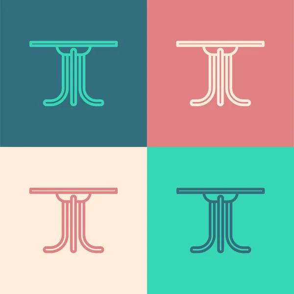 Warna baris Ikon tabel bundar diisolasi pada latar belakang warna. Ilustrasi Vektor - Stok Vektor
