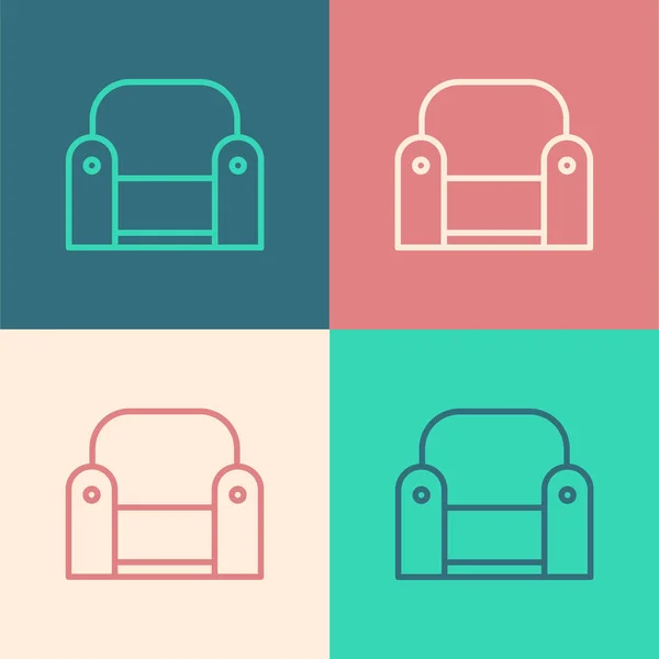 Línea de color Icono de sillón aislado sobre fondo de color. Ilustración vectorial — Vector de stock