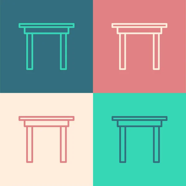 Color line Wooden table icon isolated on color background. Vector Illustration — 스톡 벡터