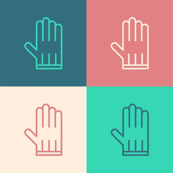 Kolor linii Skórzana ikona rękawiczki izolowane na tle koloru. Ilustracja wektora — Wektor stockowy