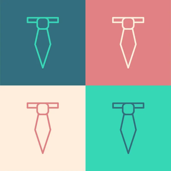 Color line Tie icon isolated on color background. Necktie and neckcloth symbol. Vector Illustration — 스톡 벡터