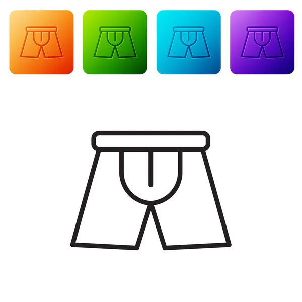 Black line Men underpants icon isolated on white background. Man underwear. Set icons in color square buttons. Vector Illustration — Stock Vector