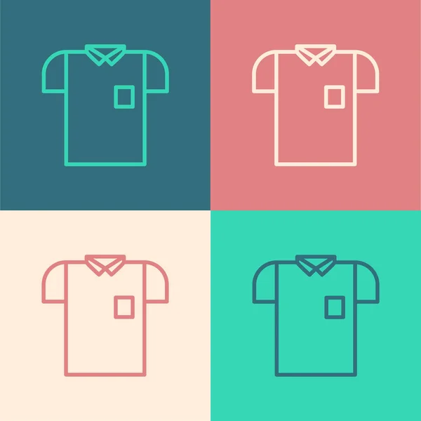 Χρώμα γραμμή Polo πουκάμισο εικονίδιο απομονώνονται σε φόντο χρώμα. Εικονογράφηση διανύσματος — Διανυσματικό Αρχείο