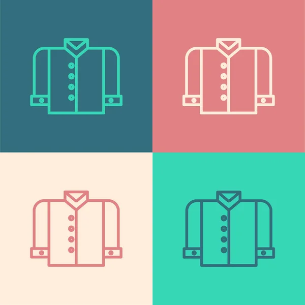 Línea de color Icono de camiseta aislado sobre fondo de color. Ilustración vectorial — Archivo Imágenes Vectoriales