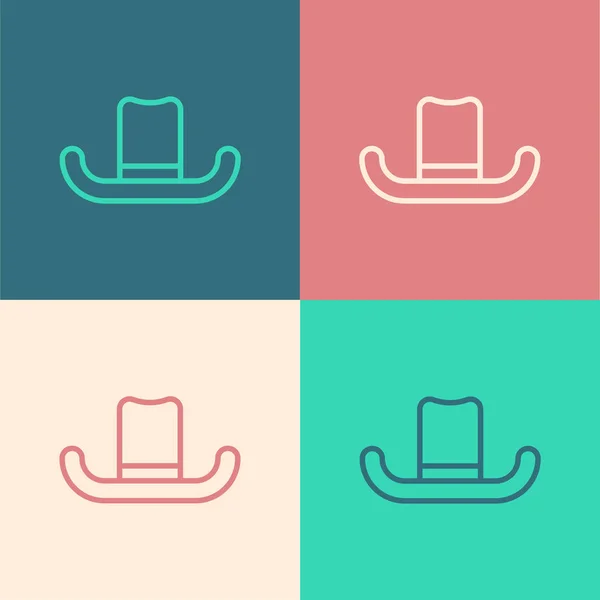Farbe Linie Mann Hut mit Band-Symbol auf farbigem Hintergrund isoliert. Vektorillustration — Stockvektor