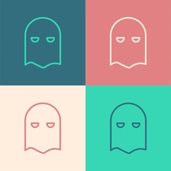 Color line Executioner mask icon isolated on color background. Hangman, torturer, executor, tormentor, butcher, headsman icon. Vector Illustration — 스톡 벡터