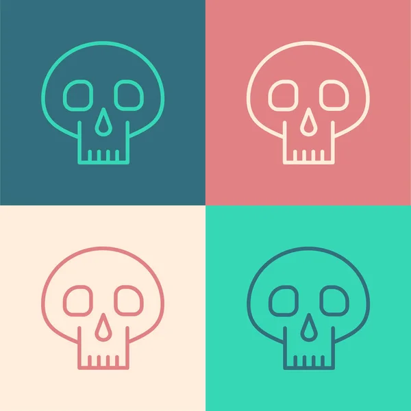 Color line Skull icon isolated on color background. Vector Illustration — 스톡 벡터
