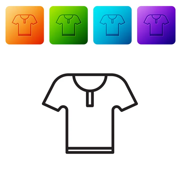 Línea negra Icono de armadura corporal aislado sobre fondo blanco. Establecer iconos en botones cuadrados de color. Ilustración vectorial — Vector de stock