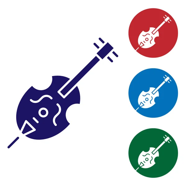 Blaues Geigen-Symbol auf weißem Hintergrund. Musikinstrument. Farbsymbole in Kreis-Buttons setzen. Vektorillustration — Stockvektor