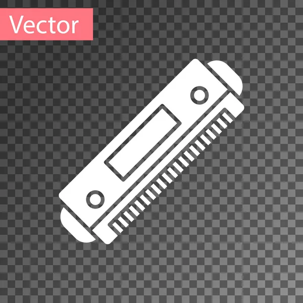 White Harmonica icon isolated on transparent background. Musical instrument. Vector Illustration — Stock Vector