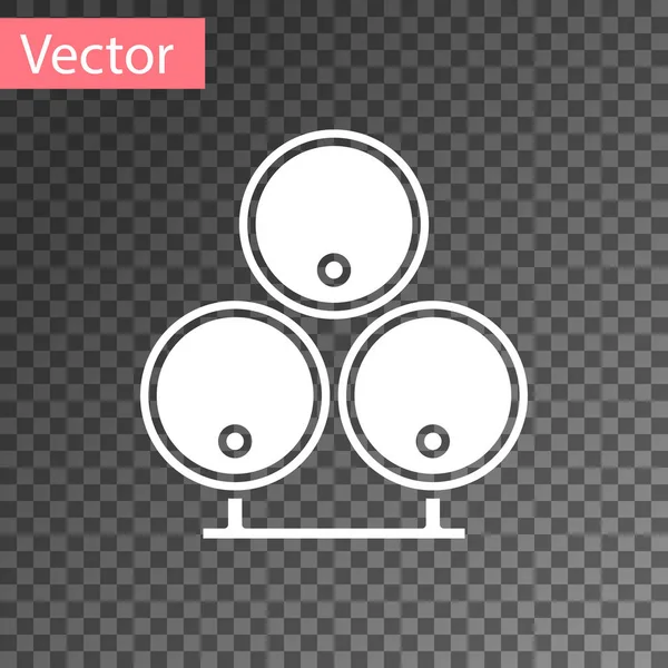 Icono de barriles de madera blanca aislado sobre fondo transparente. Barril de alcohol, recipiente de bebida, barril de madera para cerveza, whisky, vino. Ilustración vectorial — Vector de stock