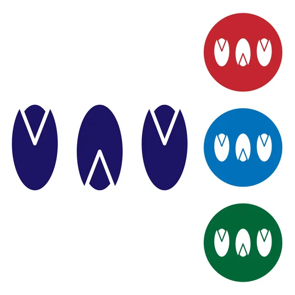 Icono de nueces de pistacho azul aislado sobre fondo blanco. Establecer iconos de color en botones de círculo. Ilustración vectorial — Vector de stock