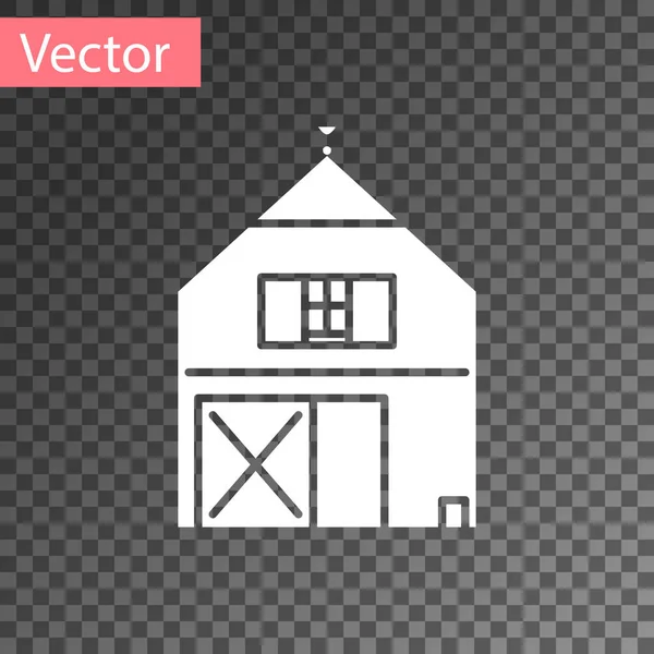 Weißes Bauernhaus-Konzept-Symbol isoliert auf transparentem Hintergrund. rustikale Bauernlandschaft. Vektorillustration — Stockvektor