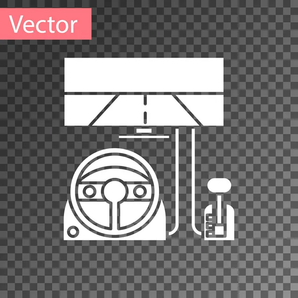 Weißes Cockpit-Symbol im Rennsimulator isoliert auf transparentem Hintergrund. Spielzubehör. Gadget zum Fahren Simulationsspiel. Vektorillustration — Stockvektor