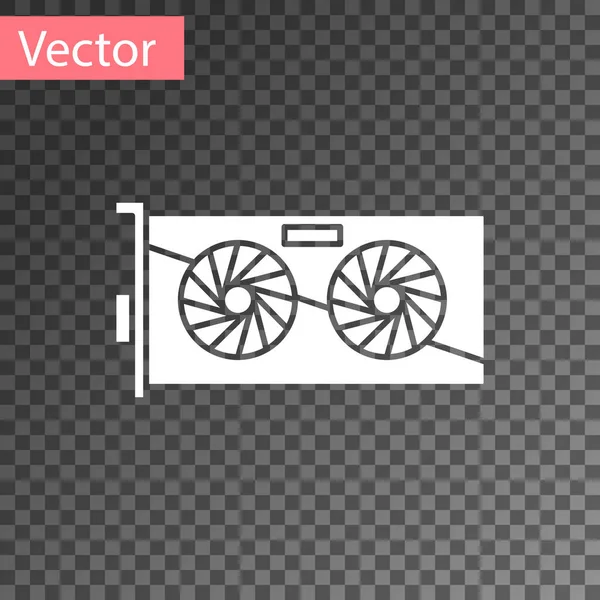 Icono de tarjeta gráfica de vídeo blanco aislado sobre fondo transparente. Ilustración vectorial — Vector de stock