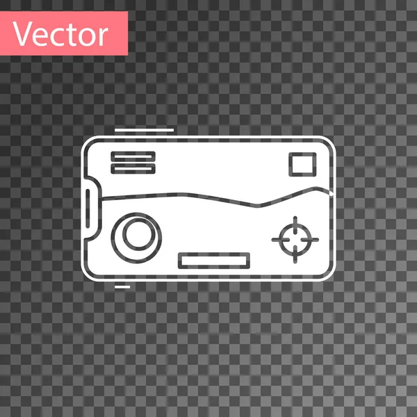 Smartphone branco e jogando no ícone do jogo isolado em fundo transparente. Conceito de jogo móvel. Ilustração vetorial — Vetor de Stock