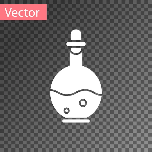 Weiße Glasflasche mit magischem Elixier-Symbol isoliert auf transparentem Hintergrund. Computerspiel. Vektorillustration — Stockvektor