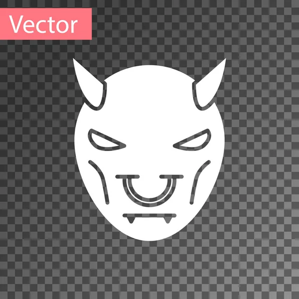 White Mask of the devil with horns icon isolated on transparent background. Vector Illustration — Stock Vector