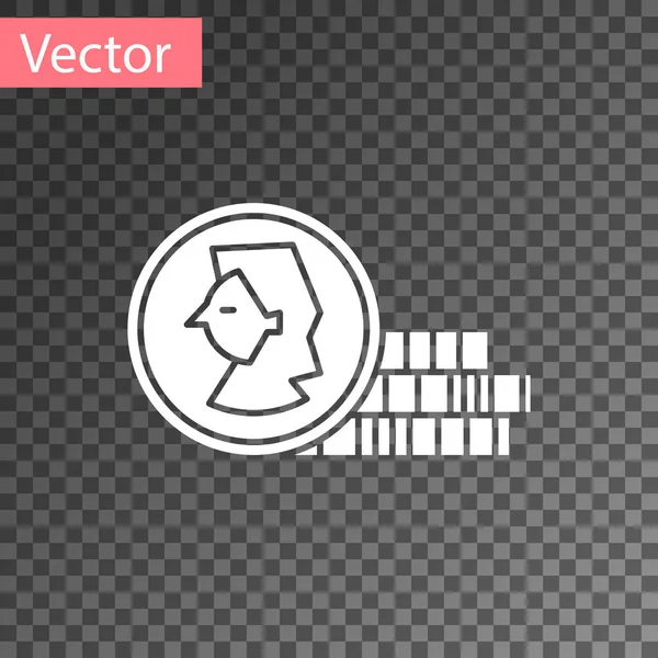 Moneda blanca para el icono del juego aislado sobre fondo transparente. Ilustración vectorial — Vector de stock