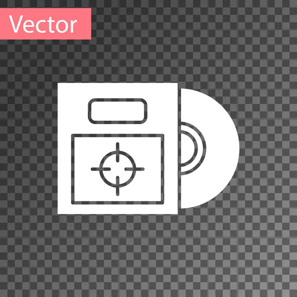 Disco de CD ou DVD branco no ícone da caixa isolado no fundo transparente. Sinal de disco compacto. Ilustração vetorial —  Vetores de Stock