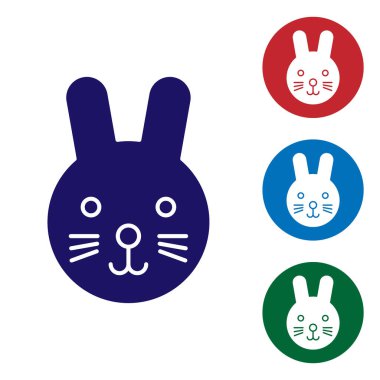 Mavi Tavşan burç simgesi beyaz arkaplanda izole edildi. Astrolojik yıldız falı koleksiyonu. Renk simgelerini daire düğmelerine ayır. Vektör İllüstrasyonu