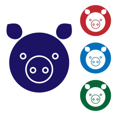 Mavi Domuz burç simgesi beyaz arka planda izole edildi. Astrolojik yıldız falı koleksiyonu. Renk simgelerini daire düğmelerine ayır. Vektör İllüstrasyonu