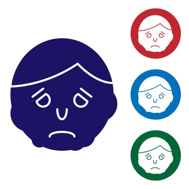 Yüz simgesindeki mavi iltihap beyaz arkaplanda izole edilmiş. Renk simgelerini daire düğmelerine ayır. Vektör İllüstrasyonu