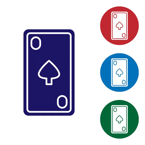 蓝色扑克牌,带有白色背景上孤立的钻石符号图标. 赌场赌博。 在圆形按钮中设置彩色图标。 病媒图解 — 图库矢量图片