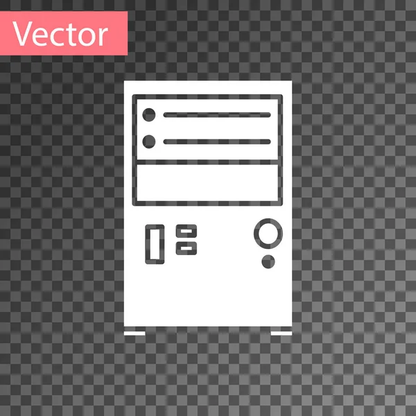 Λευκό εικονίδιο υπολογιστή απομονωμένο σε διαφανές φόντο. Πινακίδα στοιχείου Pc. Εικονογράφηση διανύσματος — Διανυσματικό Αρχείο