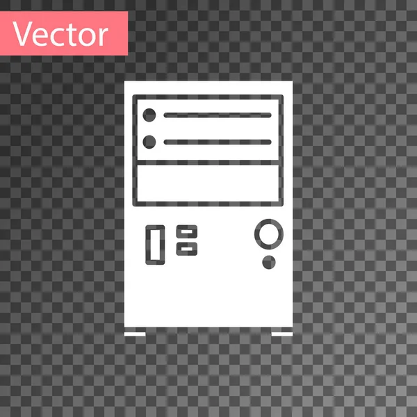 Şeffaf arkaplanda beyaz bilgisayar simgesi izole edildi. Bilgisayar bileşeni işareti. Vektör İllüstrasyonu — Stok Vektör