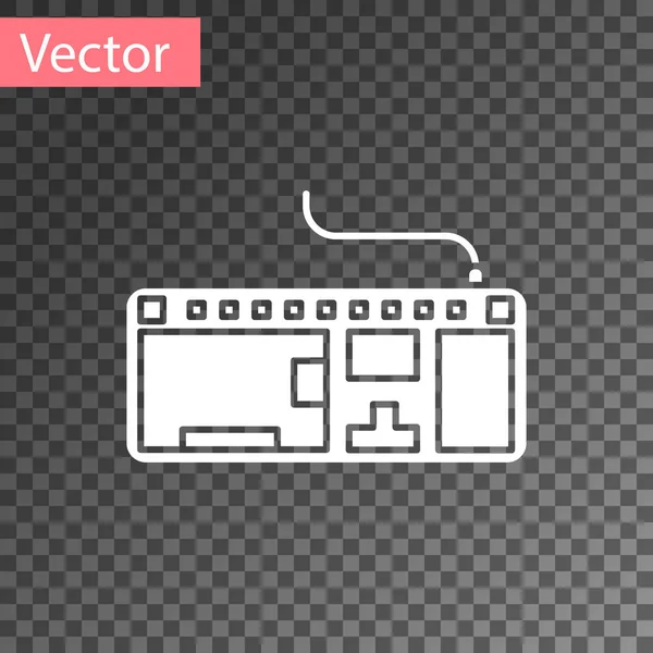 Icône clavier ordinateur blanc isolé sur fond transparent. Panneau composant PC. Illustration vectorielle — Image vectorielle