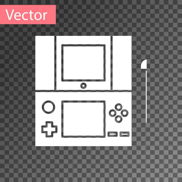 Белый Портативный иконка игровой приставки изолированы на прозрачном фоне. Знак Геймпада. Концепция игры. Векторная миграция — стоковый вектор