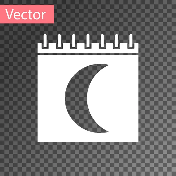 Weiße Mondphasen Kalendersymbol isoliert auf transparentem Hintergrund. Vektorillustration — Stockvektor