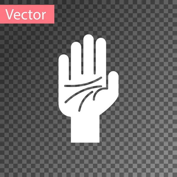 Weiße Handfläche des Handsymbols isoliert auf transparentem Hintergrund. Vektorillustration — Stockvektor