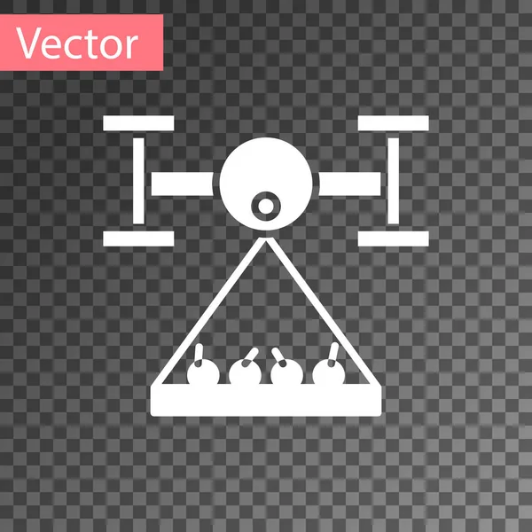 Fazenda inteligente branca com controle de drone coleta ícone de colheita isolado em fundo transparente. Tecnologia de inovação para a empresa agrícola. Ilustração vetorial — Vetor de Stock