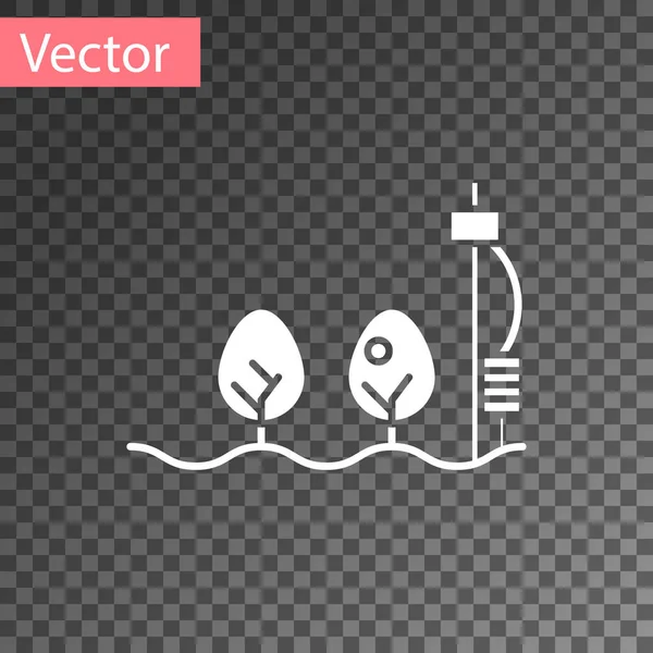 Weißer eigenständiger Sensor und Pflanzensymbol isoliert auf transparentem Hintergrund. Vektorillustration — Stockvektor