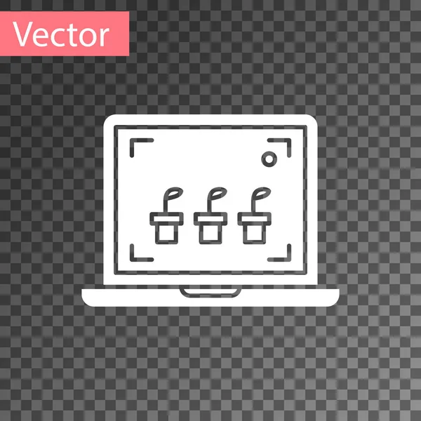 White Smart farming technology - icoon van het landbouwautomatiseringssysteem geïsoleerd op transparante achtergrond. Vector Illustratie — Stockvector