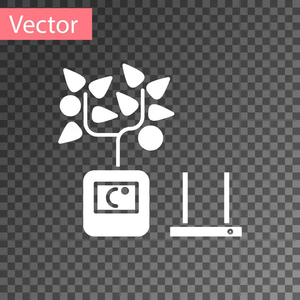 White Smart farming technology - farm automation system in app icon isolated on transparent background. Vector Illustration — Stock Vector