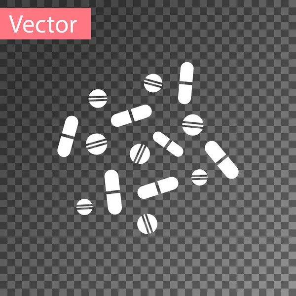 Pilule de médecine blanche ou icône de comprimé isolé sur fond transparent. Pilule et signe de drogue. Conception de pharmacie. Illustration vectorielle — Image vectorielle