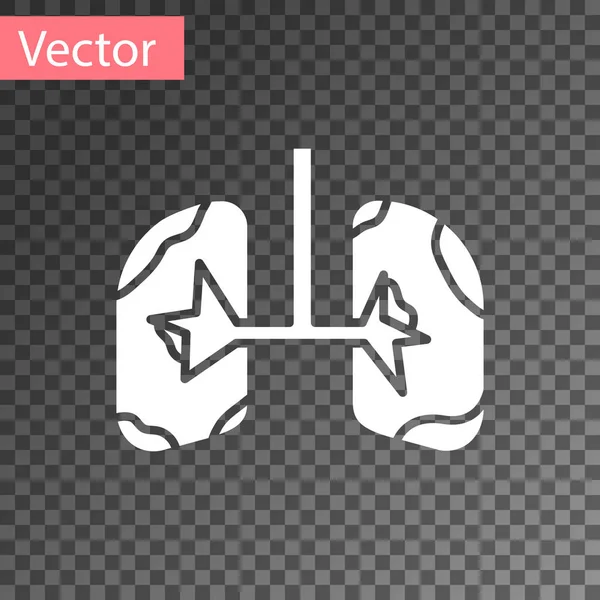 Fehér tüdő ikon elszigetelt átlátszó háttérrel. Vektorillusztráció — Stock Vector