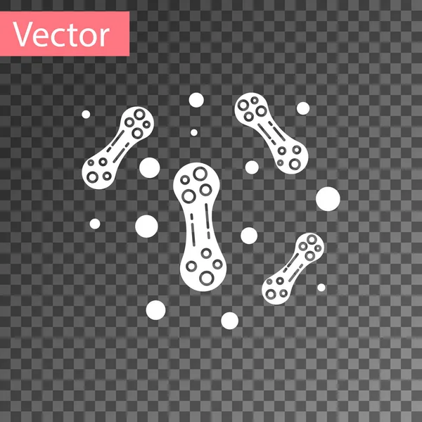 Icono de bacteria blanca aislado sobre fondo transparente. Bacterias y gérmenes, microorganismos causantes de enfermedades, cáncer de células, microbios, virus, hongos. Ilustración vectorial — Archivo Imágenes Vectoriales