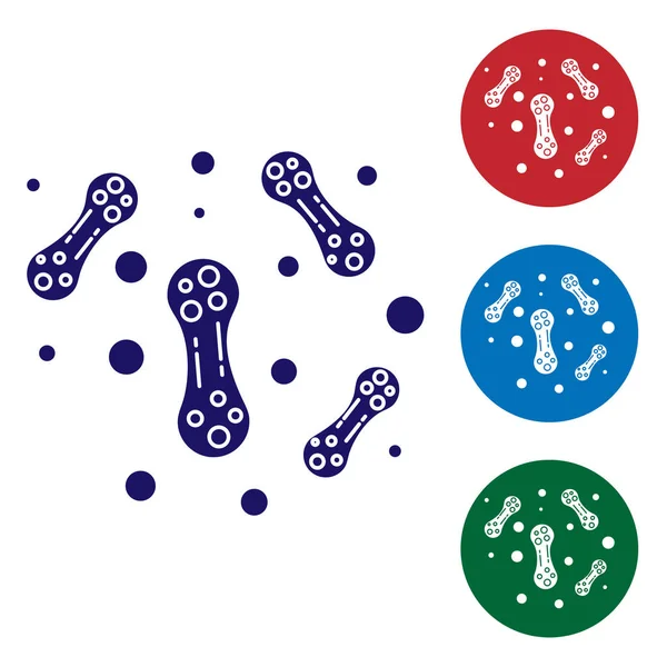 Ikon Bakteri Biru diisolasi pada latar belakang putih. Bakteri dan kuman, penyakit mikroorganisme menyebabkan kanker sel, mikroba, virus, jamur. Atur ikon warna dalam tombol lingkaran. Ilustrasi Vektor - Stok Vektor