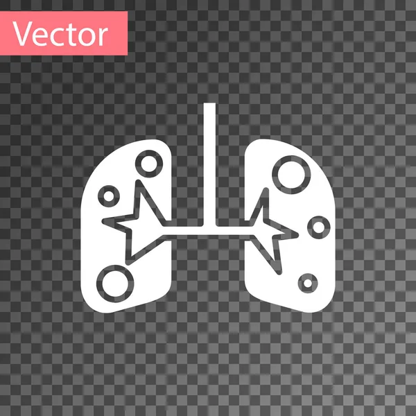 Weißes Lungensymbol isoliert auf transparentem Hintergrund. Vektorillustration — Stockvektor