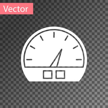 Beyaz Hız göstergesi simgesi şeffaf arkaplanda izole edildi. Vektör İllüstrasyonu