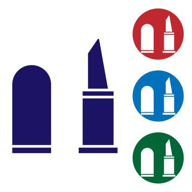 Beyaz arkaplanda mavi ruj simgesi izole edildi. Renk simgelerini daire düğmelerine ayır. Vektör İllüstrasyonu