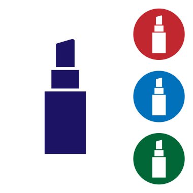 Beyaz arkaplanda mavi ruj simgesi izole edildi. Renk simgelerini daire düğmelerine ayır. Vektör İllüstrasyonu