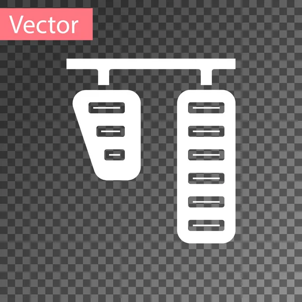 Weißes Autogas- und Bremspedal-Symbol auf transparentem Hintergrund. Vektorillustration — Stockvektor