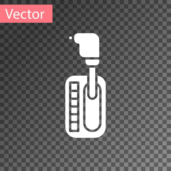 Ikona White Gear Shifter odizolowana na przezroczystym tle. Ikona transmisji. Ilustracja wektora — Wektor stockowy