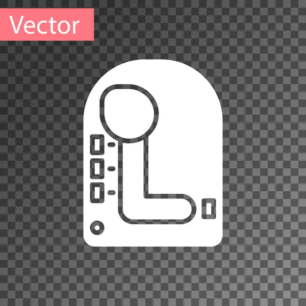 Weißes Schaltwerk-Symbol isoliert auf transparentem Hintergrund. Sendesymbol. Vektorillustration — Stockvektor