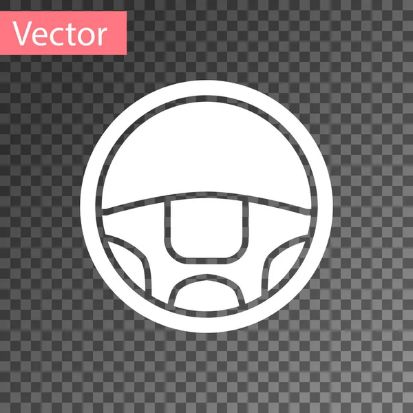 Icono blanco del volante aislado sobre fondo transparente. Icono de rueda de coche. Ilustración vectorial — Vector de stock